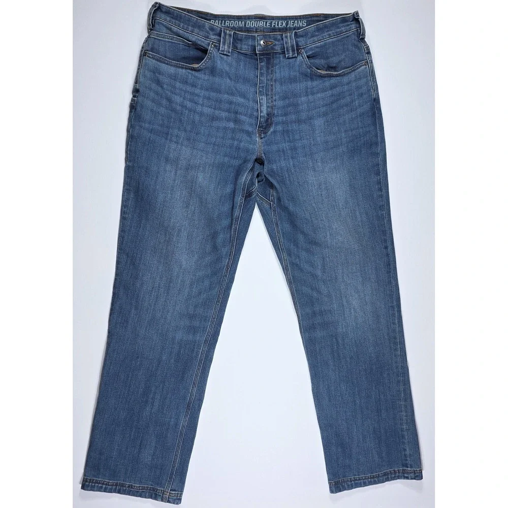 Duluth Trading Co Ballroom Double Flex Jeans Mens 36x32 Relaxed Fit Blue Denim